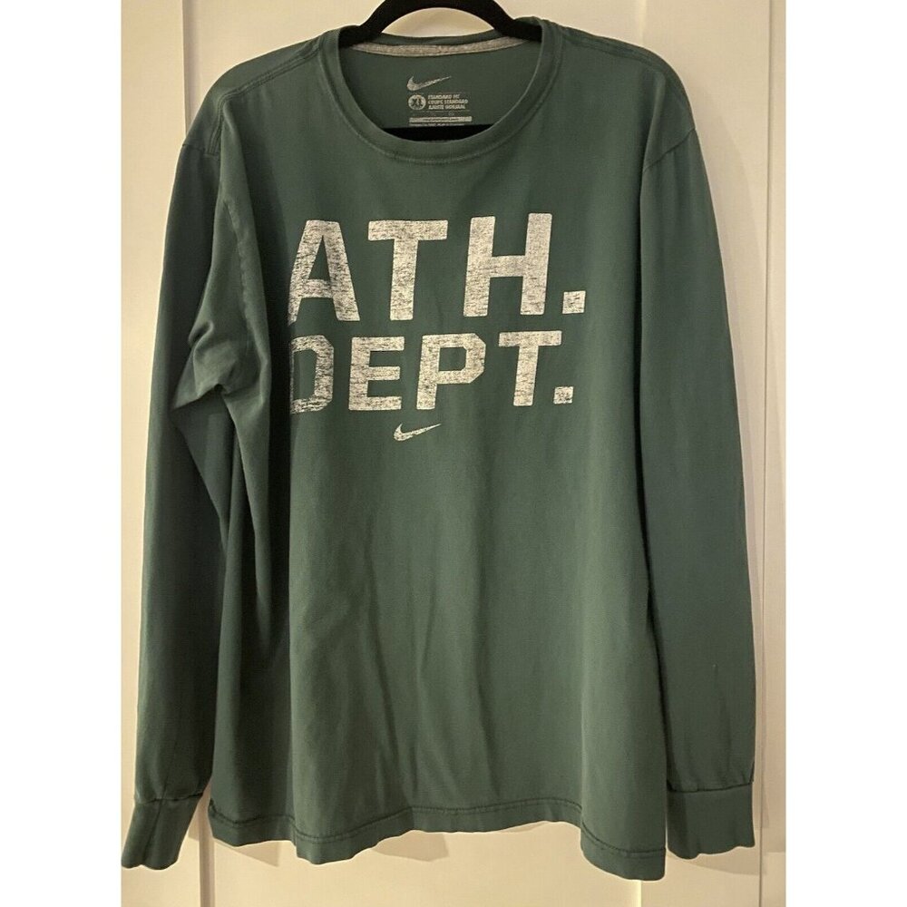 Nike Shirt Men’s Size XL Center Swoosh Ath Dept Rare Forest Green Long Sleeve